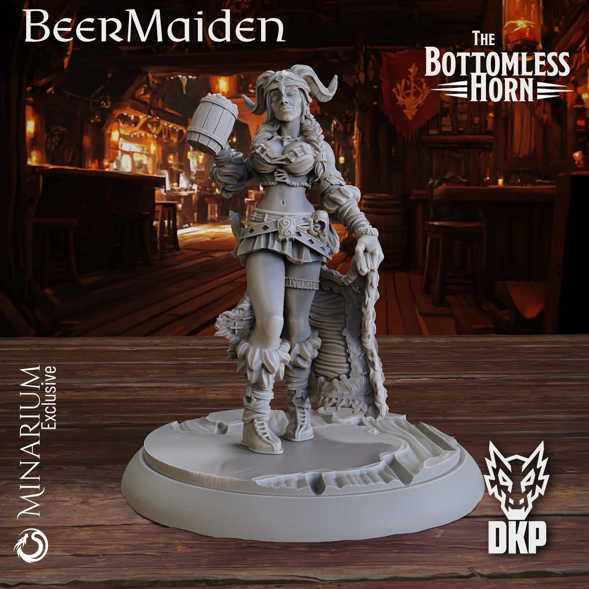 Beermaiden- 3D Printed Tavern Viking Miniature | NPC | D&D | Pathfinder | 5e | Jolly DKP Miniatures
